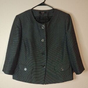 Alex Marie Black and Gray Textured Cropped Blazer